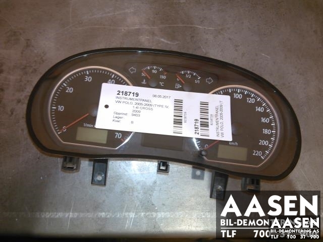 Instrumentpanel til VW Polo, 2005-2009 (Type IV, Fase 2)  (6Q0920803T)