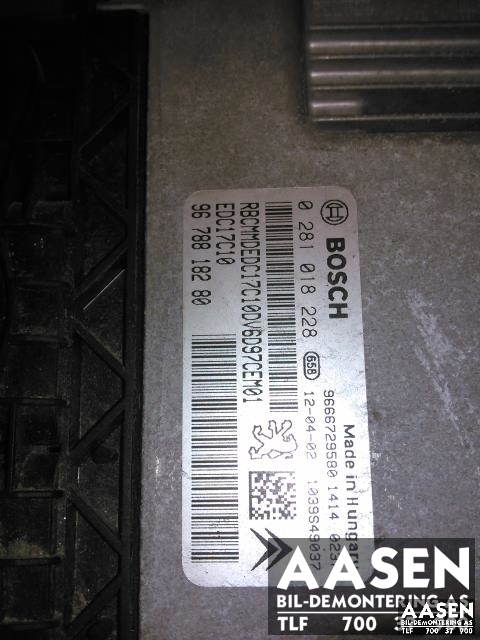 Styreenhet motor til Peugeot 208 2012-2019 (Type I)  (BOSCH|9678818280|0281018228|)