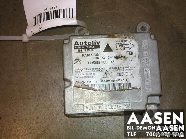 Airbag elektronikk til Citroën C5, 2005-2008 (Type I, Fase 2)  (AUTOLIV|9658177080)