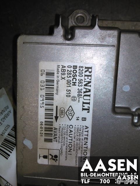 Airbag elektronikk til Renault Clio 2006-2009 (Type III, Fase 1)  (BOSCH|8200563368|0285001510|)