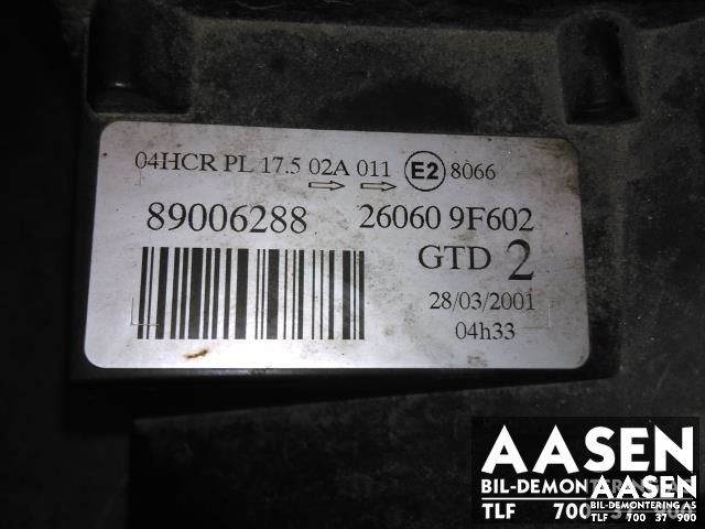 Frontlykt venstre halogen til Nissan Primera 1999-2002 (Fase 2) (P11) (P11) (26060 9F602|)