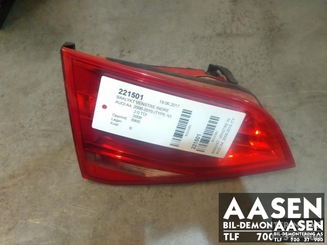 Baklykt venstre indre til Audi A4, 2007-2014 (Type IV) (B8) (B8) (8K5 945 093 D)