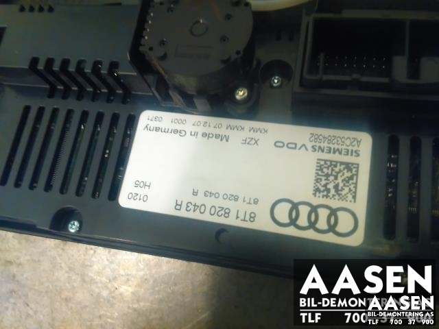 Varmeapparat betjening til Audi A4 2007-2014 (Type IV) (B8) (B8) (SIEMENS|8T1820043R|)