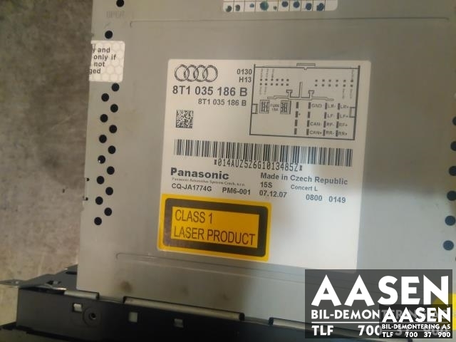 Bilstereo til Audi A4 2007-2014 (Type IV) (B8) (B8) (PANASONIC|8T1035186B|)