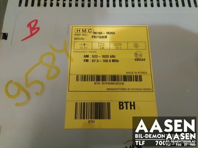 Bilstereo til Hyundai Ix20 2010-2017  (96160-1K050|)