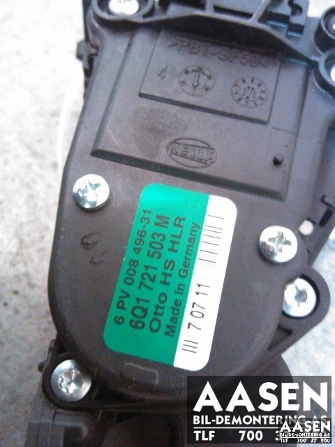 Pedal gass til Škoda Fabia 2010-2014 (Type II, Fase 2)  (HELLA|6Q1721503M|)