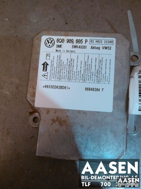 Airbag elektronikk til VW Caddy, 2004-2010 (Type III, Fase 1) (6Q0909605P)