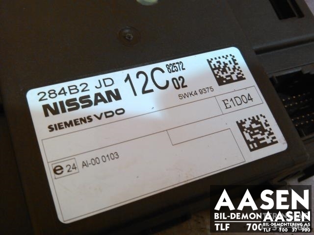 Styreenhet comfort (BCM) til Nissan Qashqai 2007-2010 (Type I, Fase 1)  (SIEMENS|284B2 JD12C02|5WK49375|)