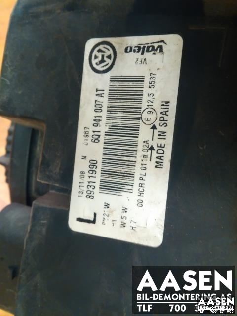 Frontlykt venstre halogen til VW Polo 2005-2009 (Type IV, Fase 2)  (VALEO|89311990|6Q1941007AT|)