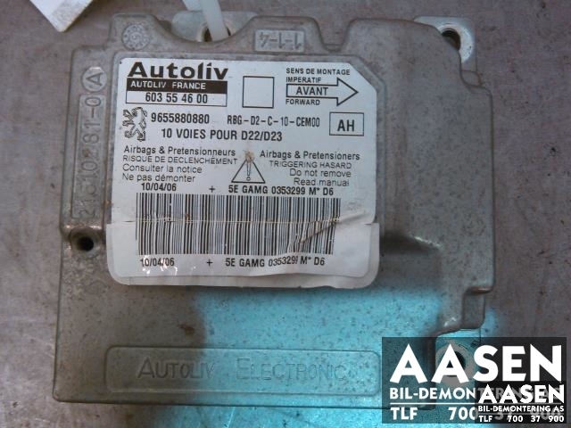 Airbag elektronikk til Peugeot 407, 2004-2010 (AUTOLIV|9655880880)
