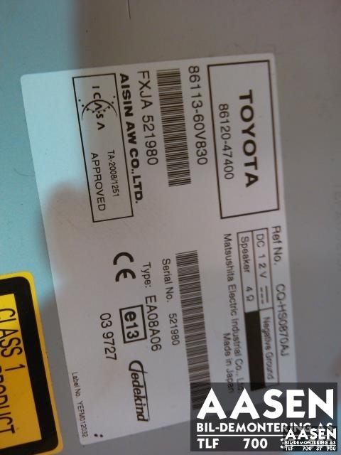 Bilstereo navigasjon til Toyota Prius 2009-2016 (Type III) (COMBI) (COMBI) (AISIN|8610047041|8610047400|)