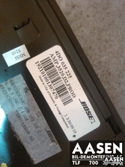 Bilstereo forsterker til Audi A8 1995-2002 (Type I) (BOSE|4D0 035 225|)