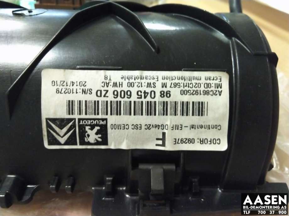 Instrument kjørecomputer til Peugeot 3008 2009-2016 (Type I)  (98045606ZD|)