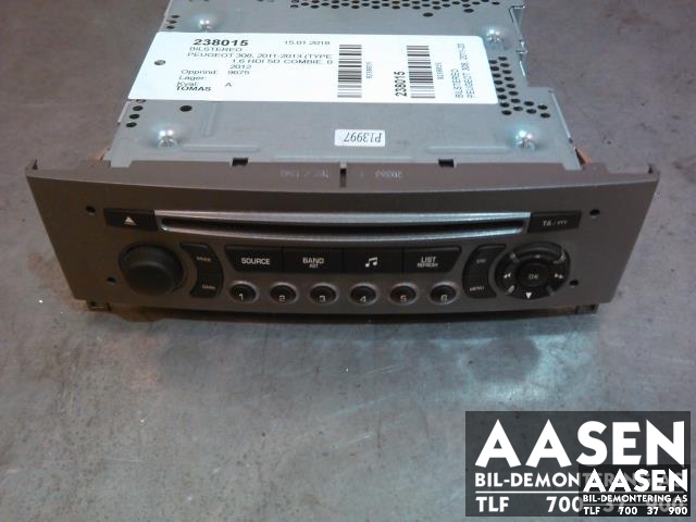 Bilstereo til Peugeot 308, 2011-2013 (Type I, Fase 2)  (CONTINENTAL|96766652XH 00)
