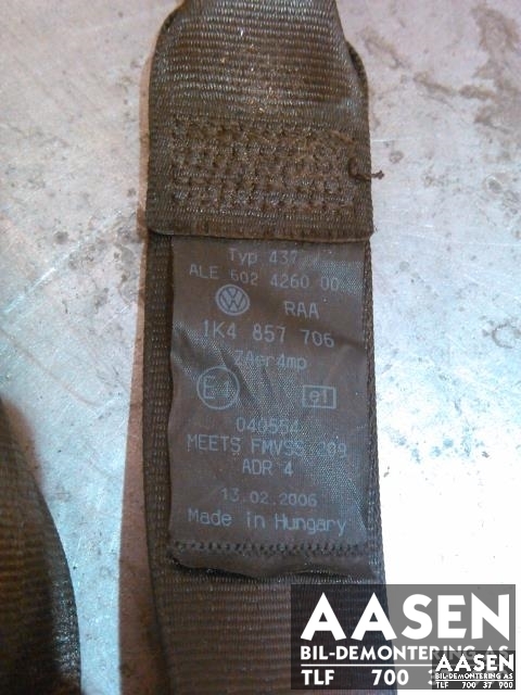 Sikkerhetsbelte foran høyre til VW Golf V, Combi 2003-2008  (1K4857706|)