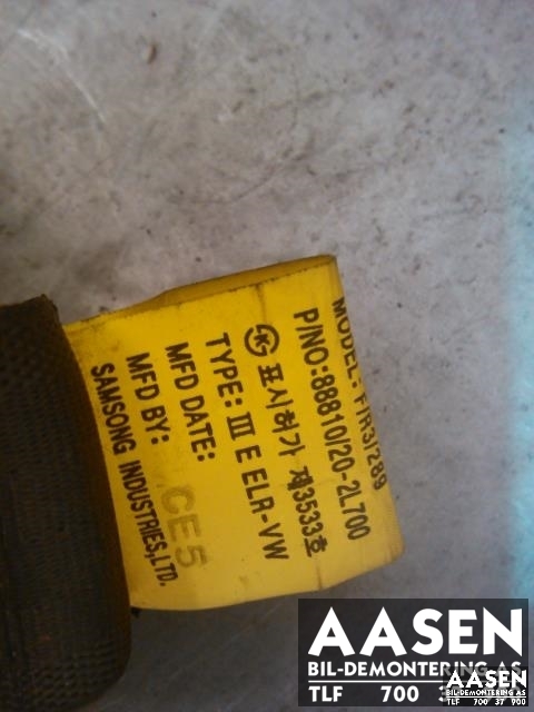 Sikkerhetsbelte foran høyre til Hyundai i30 2007-2012 (Type I)  (88810/20-2L700|)