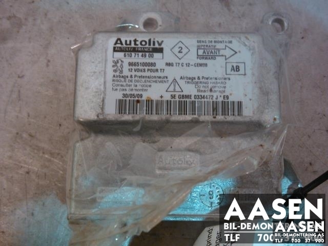 Airbag elektronikk til Peugeot 308, 2007-2011 (Type I, Fase 1)  (AUTOLIV|9665100080)
