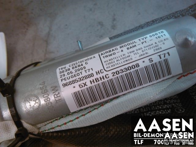 Airbag gardin høyre til Peugeot 308 2007-2011 (Type I, Fase 1) (TRW|9688532880|)