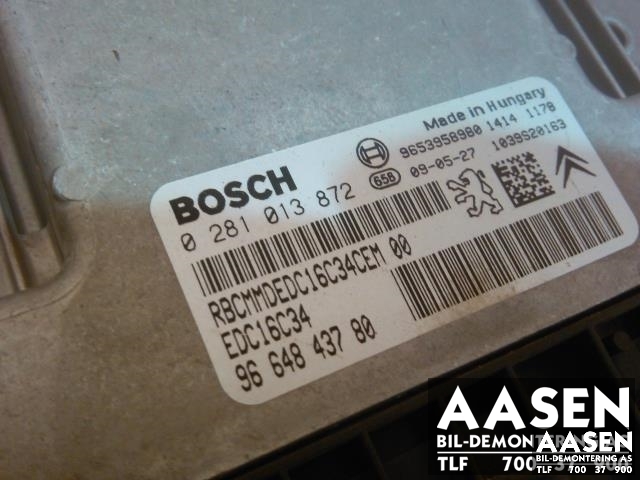 Styreenhet motor til Peugeot 308 2007-2011 (Type I, Fase 1)  (BOSCH|9664843780|0281013872|)