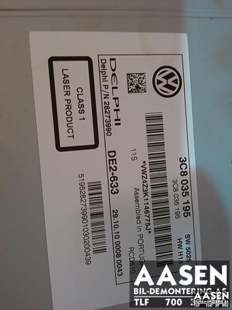 Bilstereo til VW Golf VI 2008-2012  (DELPHI|3C8035195|)