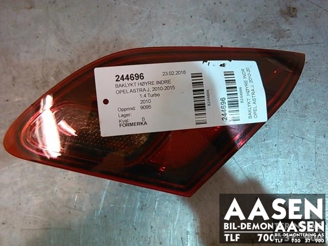 Baklykt høyre indre til Opel Astra J 2010-2015  (13319950|)