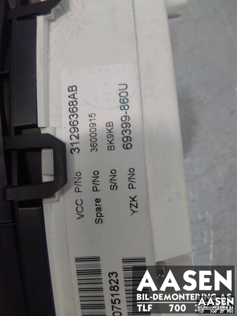 Instrumentpanel til Volvo V60 2010-2013 (Type I, Fase 1)  (31296368AB|)