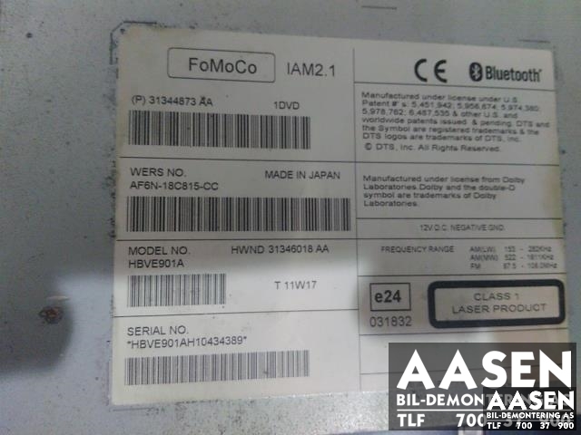 Bilstereo til Volvo V60 2010-2013 (Type I, Fase 1)  (31344873AA|)