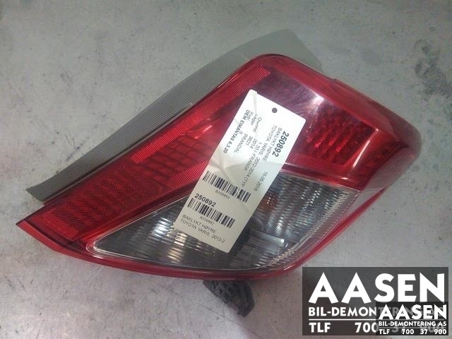 Baklykt høyre til Toyota Yaris 2012-2014 (Type III, Fase 1) (81551-0D390|81551-0D540|)