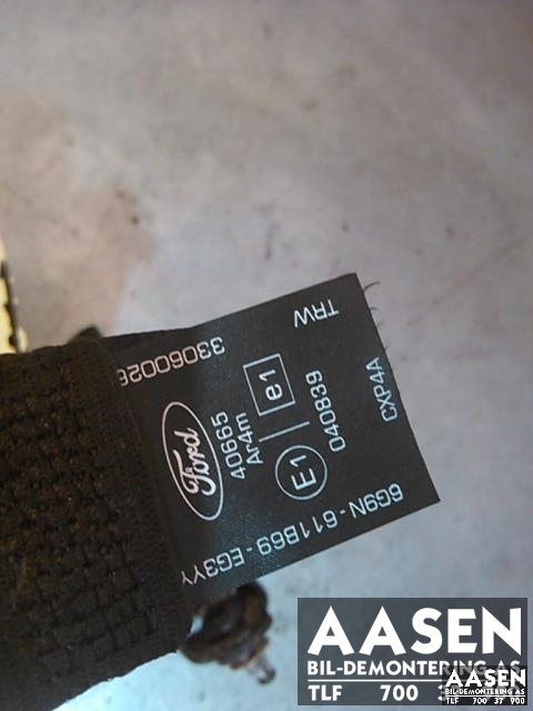 Sikkerhetsbelte bak høyre til Ford Mondeo 2007-2010 (Type IV, Fase 1)  (6G9N-611B69-EG3YY|1792379|)