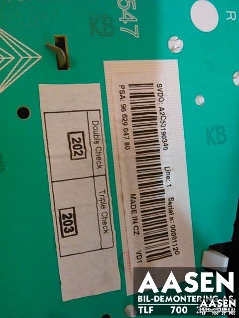 Instrumentpanel til Peugeot 207 2006-2012  (9662904780|6103 EC|6106 40)