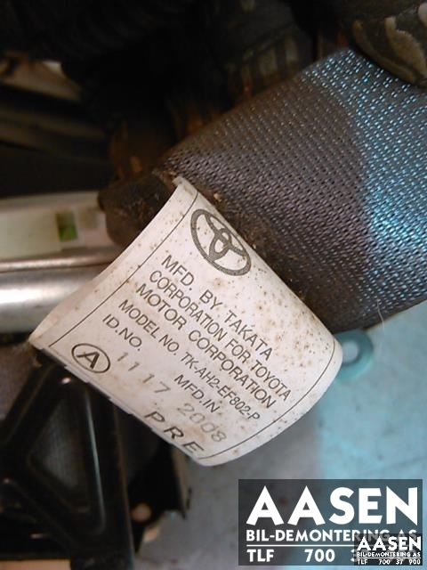 Sikkerhetsbelte foran høyre til Toyota Hiace 2007-2012 (Fase 3) (TAKATA|TK-AH2-EF802-P|)