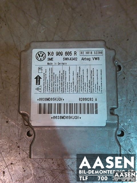 Airbag elektronikk til VW Golf, Plus/Cross, 2005-2009 (Fase 1) (1K0909605R)