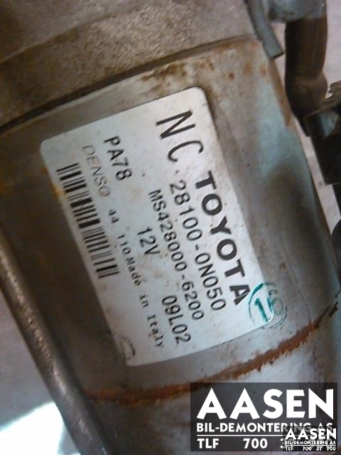 Starter diesel til Toyota Yaris 2009-2011 (Type II, Fase 2)  (DENSO|28100-0N050|)