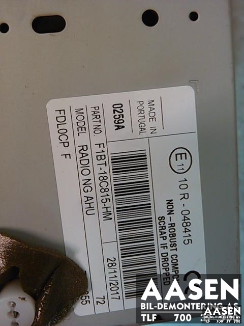Bilstereo, med DAB til Ford Transit Connect 2013-2018 Type II, Fase 1  (F1BT-18C815-HM|)