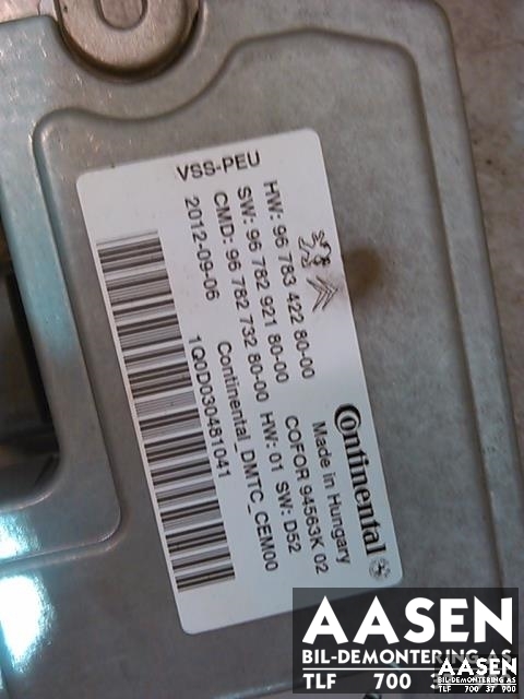 Styreenhet diverse til Citroën Berlingo 2008-2015 (Type II, Fase 1)  (CONTINENTAL|9678342280-00|)
