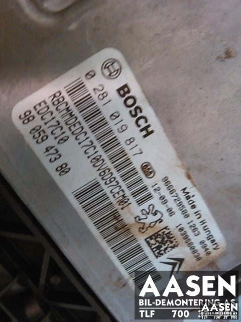 Styreenhet motor til Citroën Berlingo 2008-2015 (Type II, Fase 1)  (BOSCH|9805947380|0281019817|)