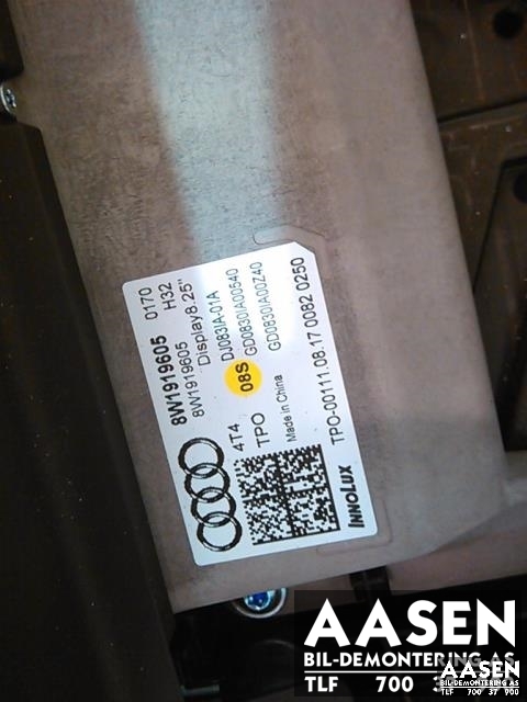 Bilstereo navigasjon skjerm til Audi A4 2015-2019 (Type V, Fase 1) (B9) (B9) (8W1919605|)