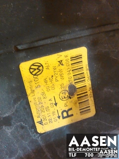 Frontlykt høyre halogen til VW Touran 2003-2006 (Type I, Fase 1)  (AL|1T0 941 006 F|1T0 941 006 R|)