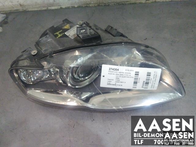 Frontlykt høyre xenon til Audi A4 2004-2008 (Type III) (B7) (B7) (AL|8E0 941 030 BM|)