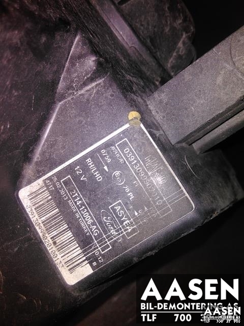 Frontlykt høyre halogen til Ford Transit Connect 2009-2013 (Type I, Fase 2)  (2T14-13006-AG|1346497|)