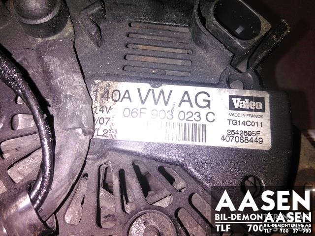 Dynamo diesel til VW Touran 2007-2010 (Type I, Fase 2)  (VALEO|06F903023C|)