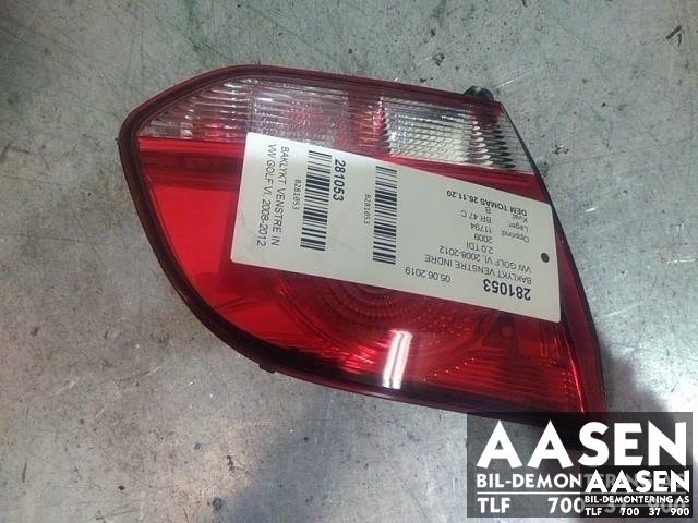 Baklykt venstre indre til VW Golf VI 2008-2012 (5K0 945 093 AB|)