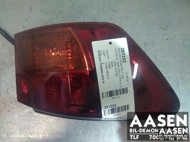 Baklykt venstre ytre til Lexus IS 2006-2013 (Type II) (XE20) (XE20)