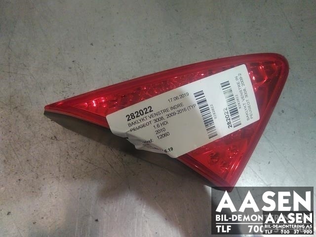 Baklykt venstre indre til Peugeot 3008 2009-2016 (Type I) (6350 HE|)