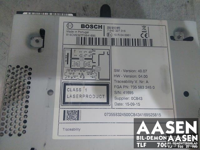 Bilstereo til Peugeot Bipper 2014-->> (BOSCH|7642327316|)