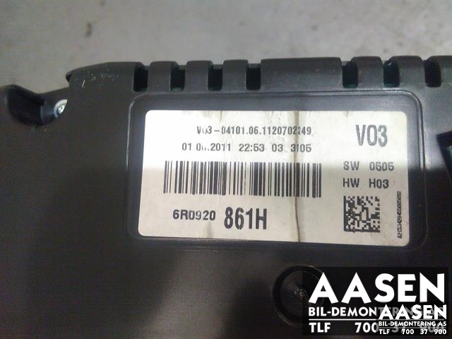 Instrumentpanel til VW Polo 2009-2014 (Type V, Fase 1) (6R0920861H|)
