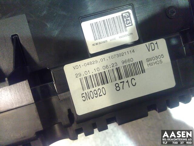 Instrumentpanel til VW Tiguan 2007-2011 (Type I, Fase 1) (5N0 920 871 C|)
