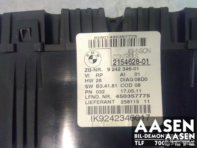 Instrumentpanel til BMW 3-Serie 2005-2011 (E90/E91/E92/E93) (E90/E91/E92/E93) (JOHNSON CONTROLS|9242346-01|)