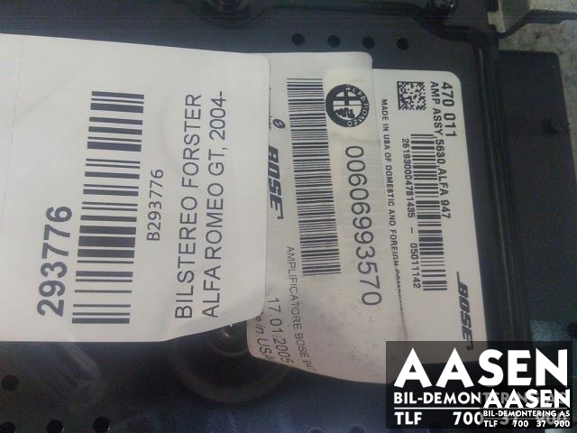 Bilstereo forsterker til Alfa Romeo GT 2004-2010  (BOSE|00606993570|)