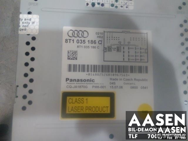 Bilstereo til Audi A4 2007-2014 (Type IV) (B8) (B8) (PANASONIC|8T1035186C|)